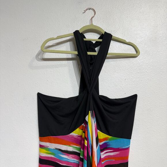 Catalina Multicolor Striped Midi Halter Dress Sz 3X - Picture 2 of 12